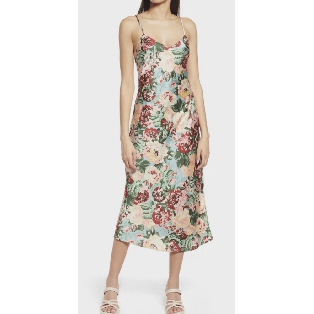 Lost+Wander Emerald Eyes rose teal silky XL‎ dress